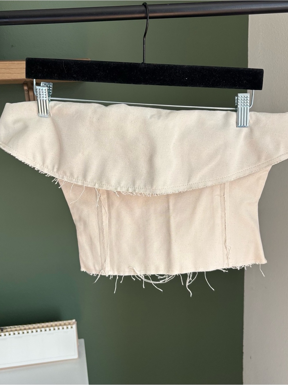 Zara Off-Shoulder Foldover Crop Top - Cream